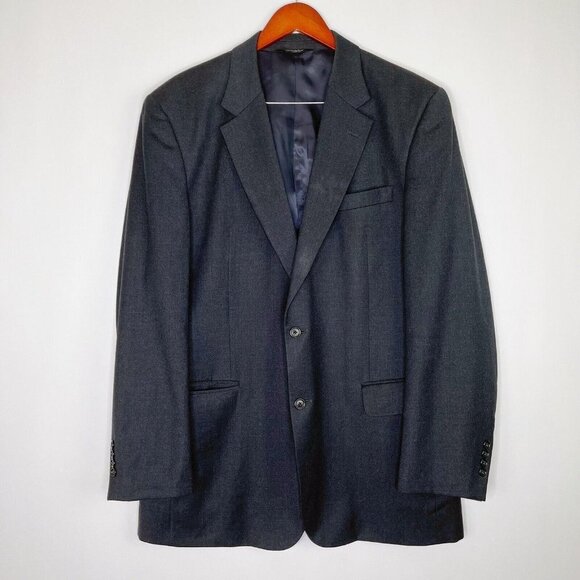 Jos A Bank Blazer Jacket Sport Coat Mens Size 46L Charcoal Gray 100% Wool - Picture 2 of 12